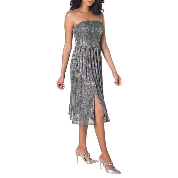 NWOT Dress The Population ‘Nadine’ Strapless Dress in Gold/Green Size Small - Picture 11 of 13